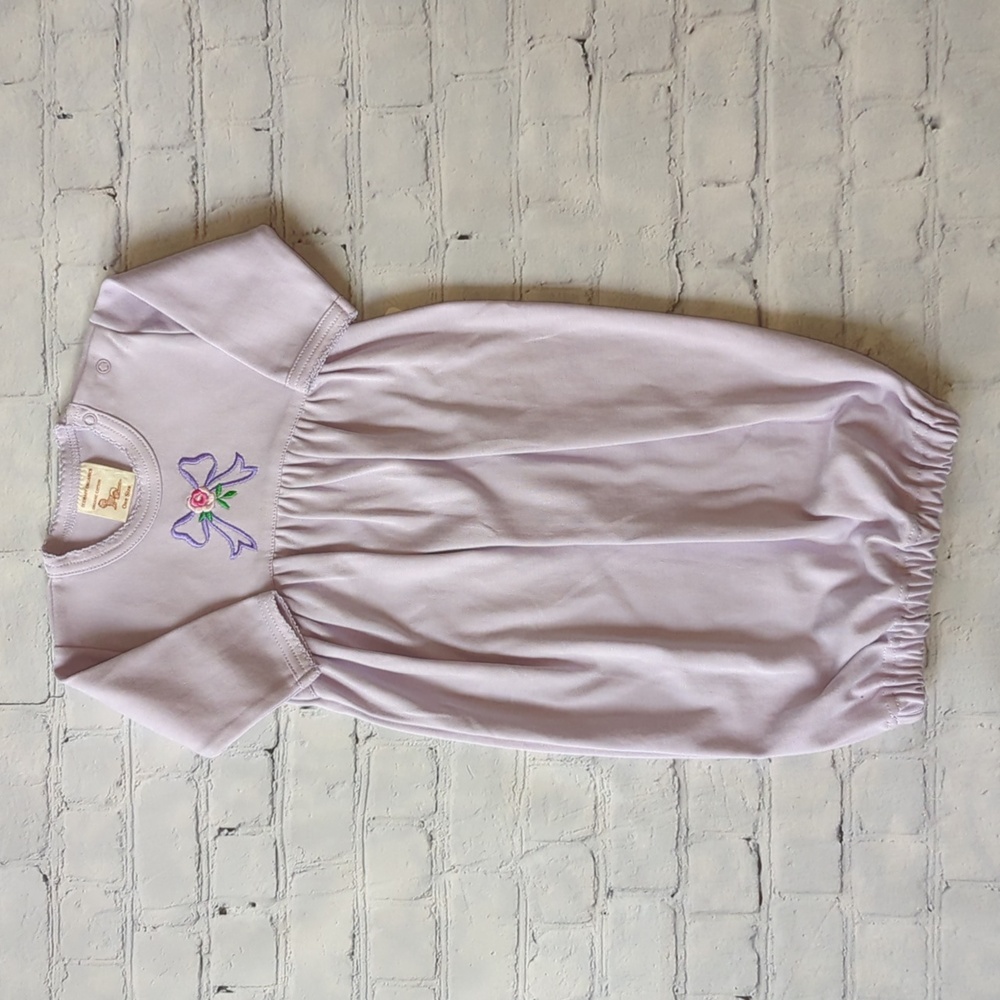 Embroidered Baby Gown with Bow
